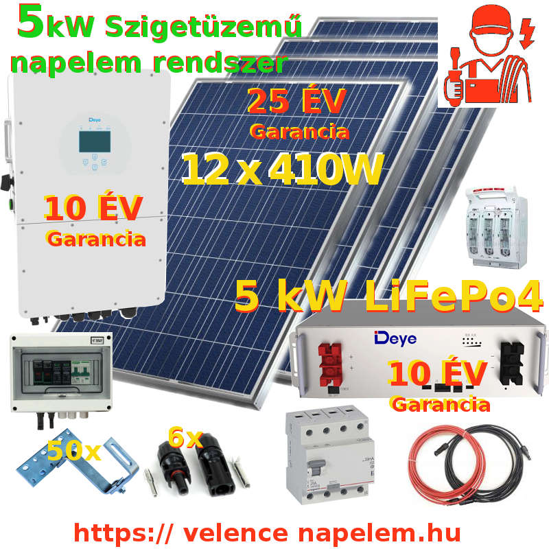 5kW Szigetüzemű napelem rendszer